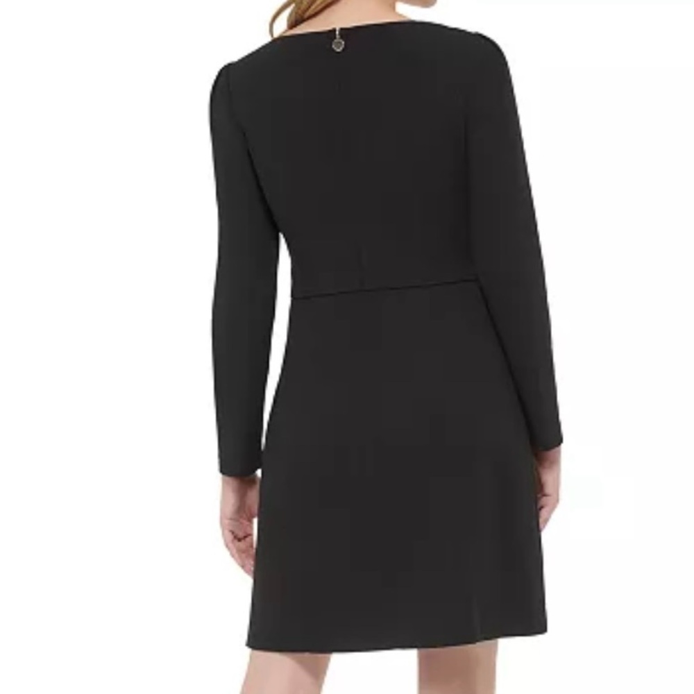 🆕 Tommy Hilfiger Black Women’s Scoop-Neck Scuba Crepe Office Dinner Dress Size 6 - Picture 4 of 16